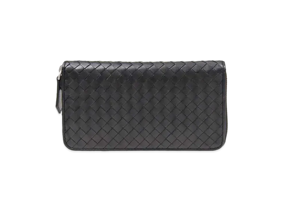 Bottega Veneta Intrecciato Calfskin Zip Around Wallet "Black"