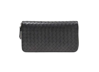 Bottega Veneta Intrecciato Calfskin Zip Around Wallet "Black"
