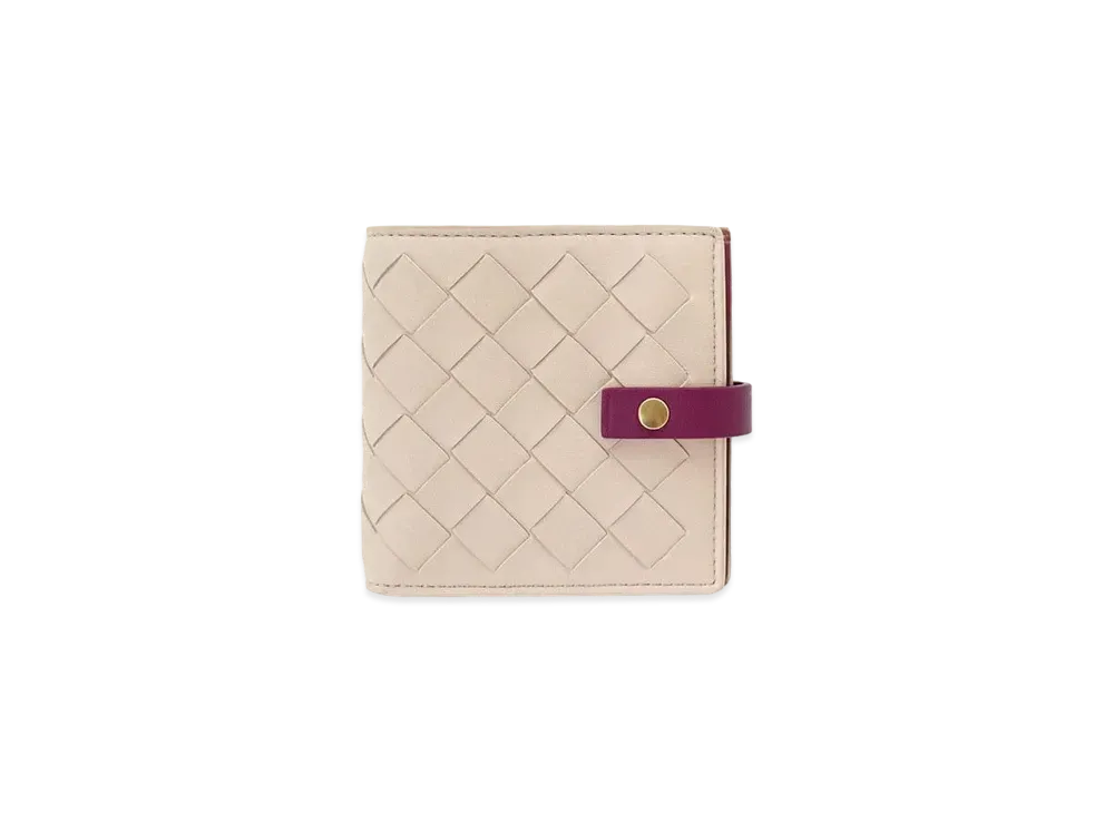 Bottega Veneta Intrecciato Lambskin Calfskin Bi-fold Compact Wallet "Nude"