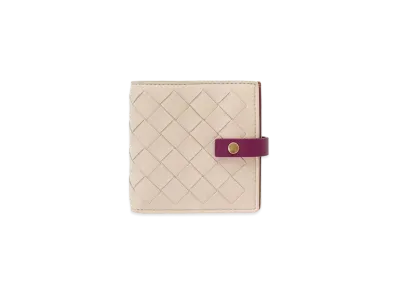 Bottega Veneta Intrecciato Lambskin Calfskin Bi-fold Compact Wallet "Nude"