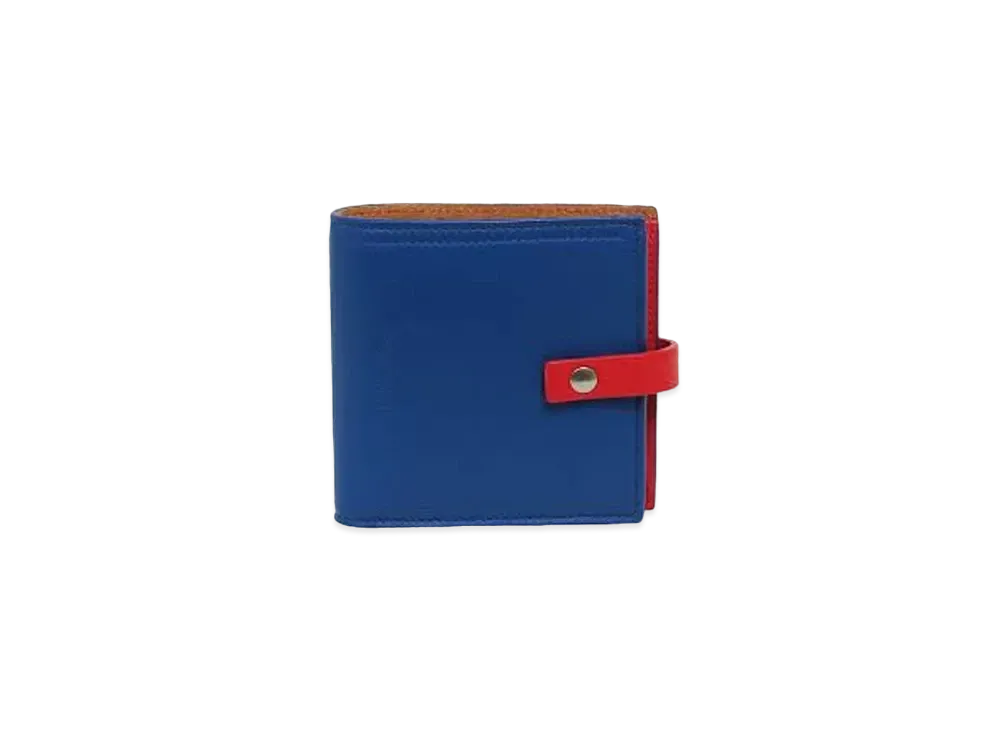 Bottega Veneta Lambskin Calfskin Bi-fold Compact Wallet "Blue"