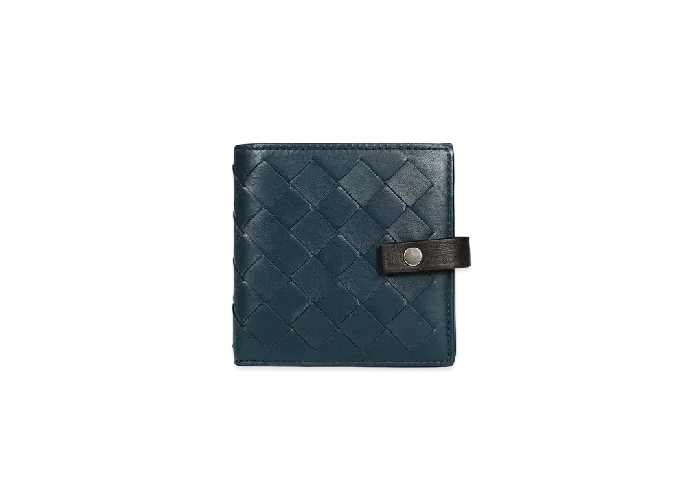 Bottega Veneta Intrecciato Lambskin Calfskin Bi-fold Compact Wallet "Primary Blue"