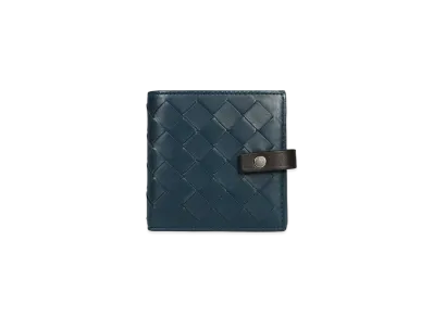 Bottega Veneta Intrecciato Lambskin Calfskin Bi-fold Compact Wallet "Primary Blue"