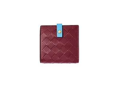 Bottega Veneta Intrecciato Lambskin Calfskin Bi-fold Compact Wallet "Bordeaux"