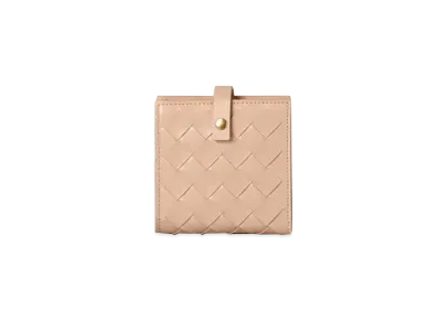 Bottega Veneta Intrecciato Calfskin Bi-fold Compact Wallet "Nude"
