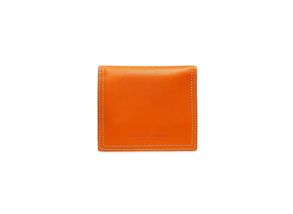 Bottega Veneta Calfskin Bi-fold Card Case With Coin Purse "Burned Orange/Wood"