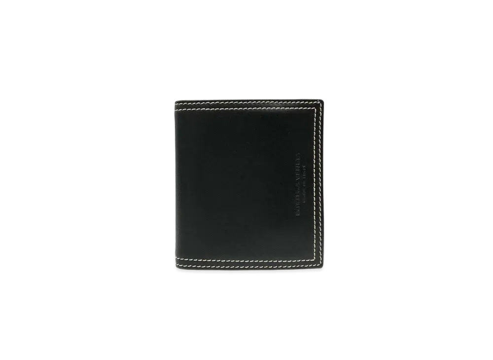Bottega Veneta Calfskin Bi-fold Card Case With Coin Purse "Black/Khaki"