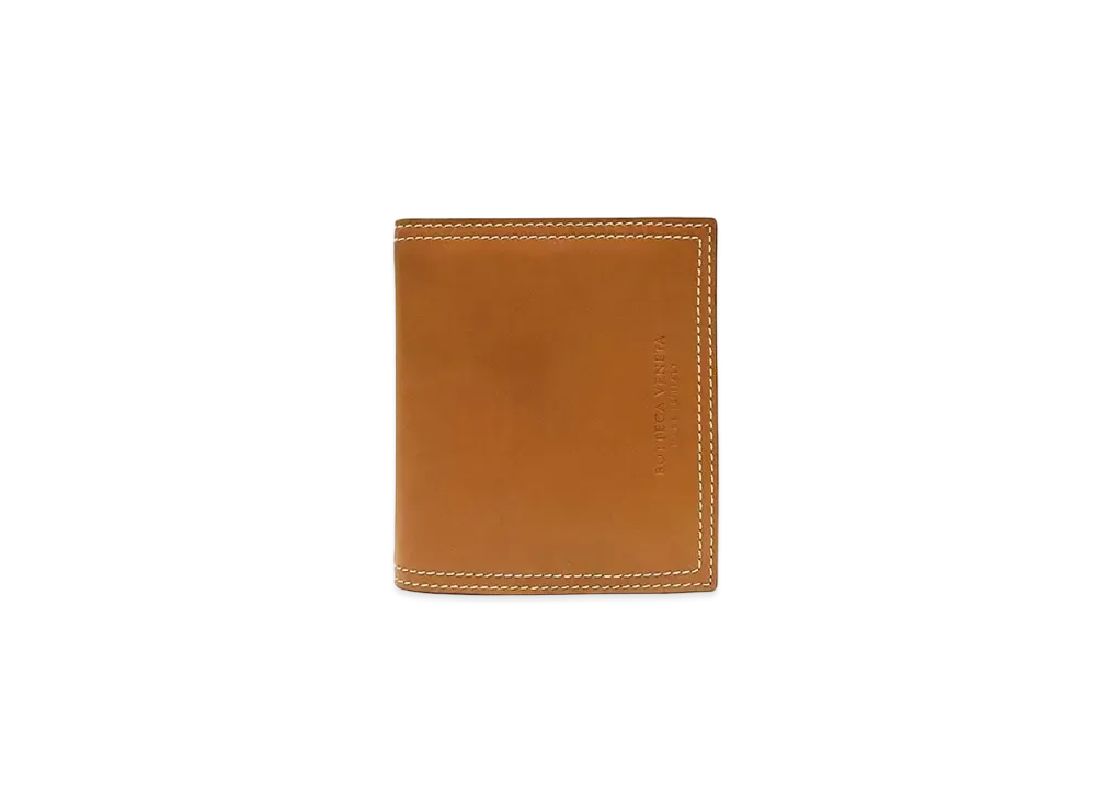 Bottega Veneta Calfskin Bi-fold Card Case With Coin Purse "Wood/Fondant"
