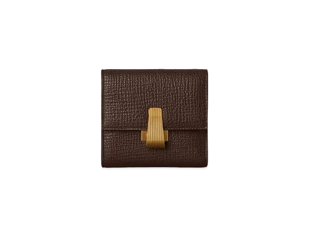 Bottega Veneta Palmelato Calfskin Bi-fold Mini Wallet With Coin Purse "Brown"