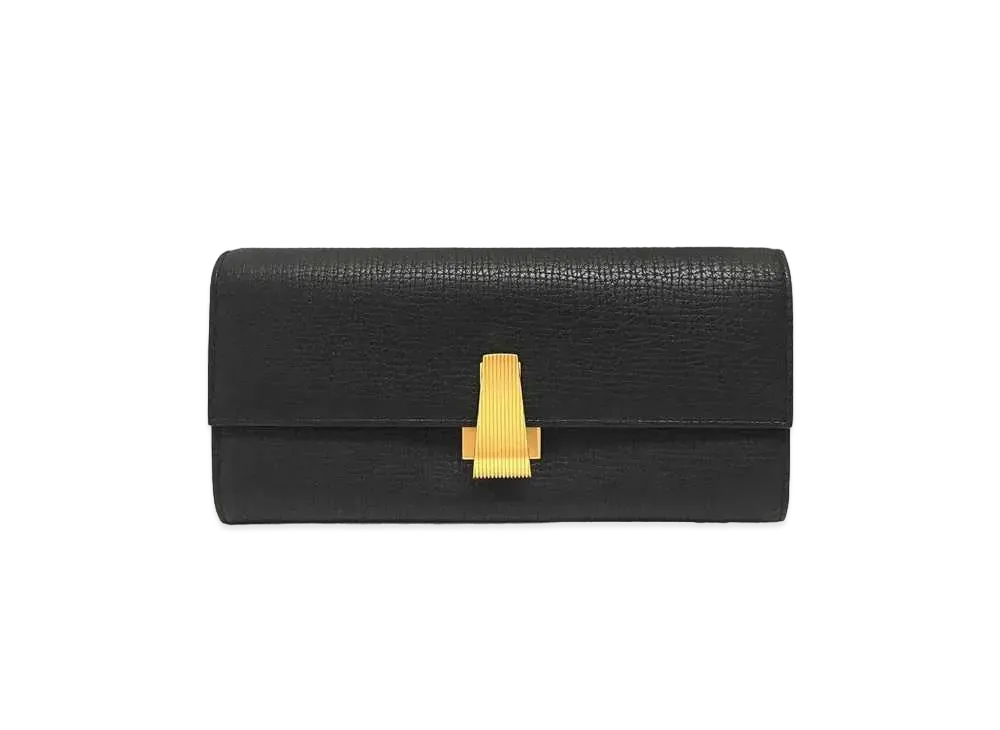 Bottega Veneta Palmelato Continental Calfskin Flap Wallet "Black"