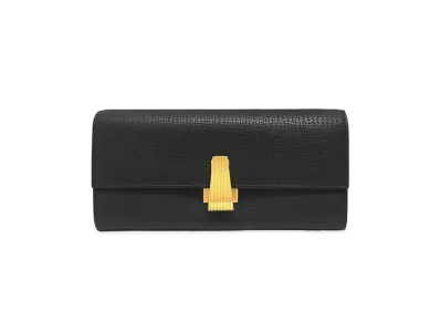 Bottega Veneta Palmelato Continental Calfskin Flap Wallet "Black"