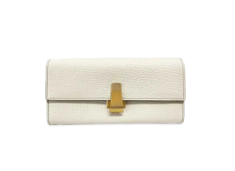 Bottega Veneta Palmelato Continental Calfskin Flap Wallet "White"