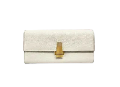 Bottega Veneta Palmelato Continental Calfskin Flap Wallet "White"