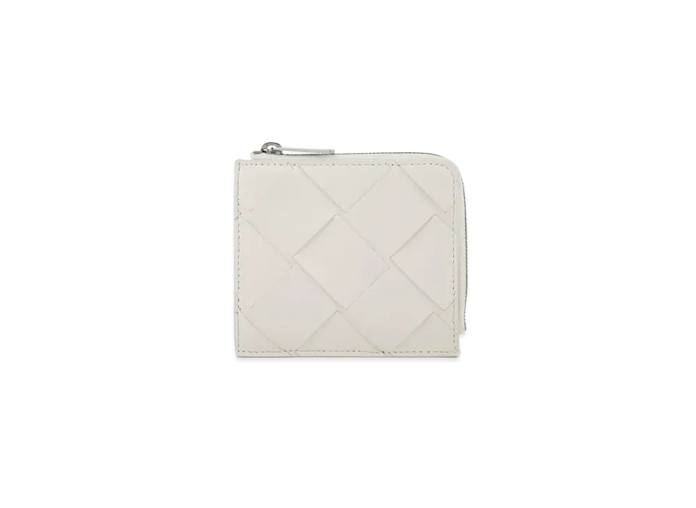 Bottega Veneta Maxi Intrecciato Lambskin Zip Coin Purse "White"