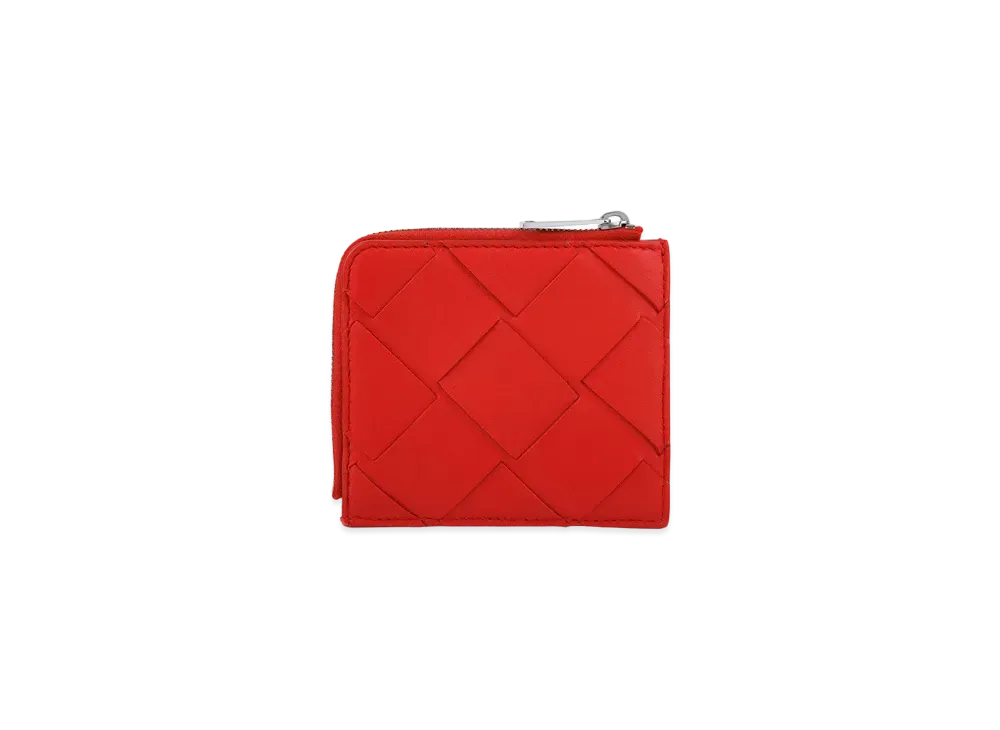 Bottega Veneta Maxi Intrecciato Lambskin Zip Coin Purse "Red"