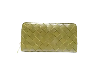 Bottega Veneta Intrecciato Calfskin Zip Around Wallet "Mud"