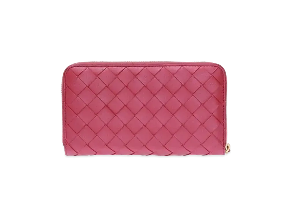 Bottega Veneta Intrecciato Calfskin Zip Around Wallet "Amaranto"