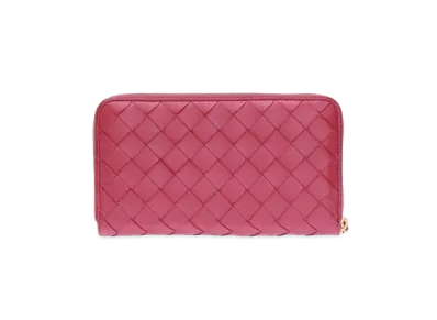 Bottega Veneta Intrecciato Calfskin Zip Around Wallet "Amaranto"