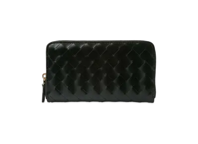 Bottega Veneta Intrecciato Calfskin Zip Around Wallet "Black"