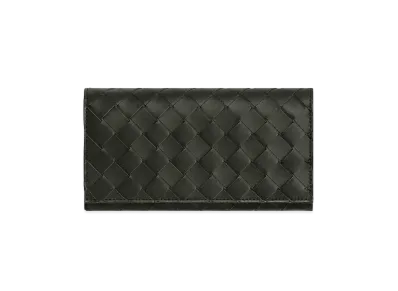 Bottega Veneta Intrecciato Calfskin Bi-fold Wallet "Dark Green"