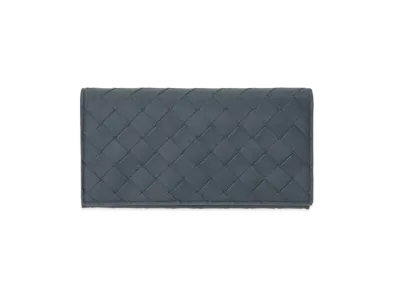 Bottega Veneta Intrecciato Calfskin Bi-fold Wallet "Deep Blue"
