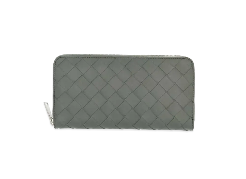 Bottega Veneta Intrecciato Calfskin Zip Around Wallet "Slate"