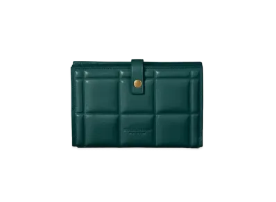 Bottega Veneta Padded Calfskin Bi-fold Button Medium Wallet "Pine"