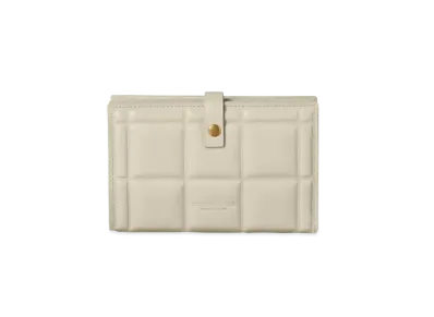 Bottega Veneta Padded Calfskin Bi-fold Button Medium Wallet "Plaster"