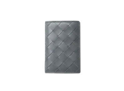 Bottega Veneta Intrecciato Calfskin Bi-fold Card Case "Slate"