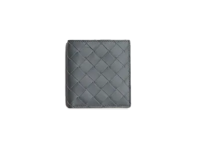Bottega Veneta Intrecciato Calfskin Bi-fold Compact Wallet "Slate"