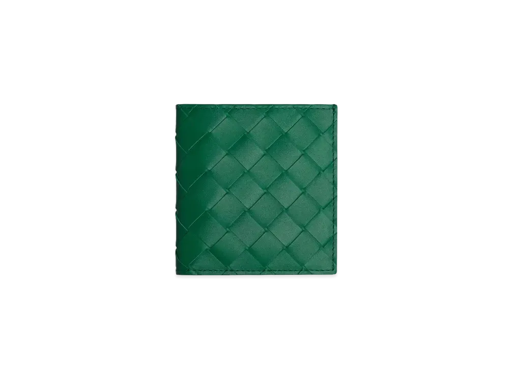Bottega Veneta Intrecciato Calfskin Bi-fold Compact Wallet "Racing Green"