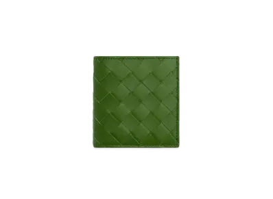 Bottega Veneta Intrecciato Calfskin Bi-fold Compact Wallet "Avocado"