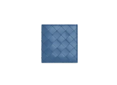 Bottega Veneta Intrecciato Calfskin Bi-fold Compact Wallet "Dark Green/Merm"