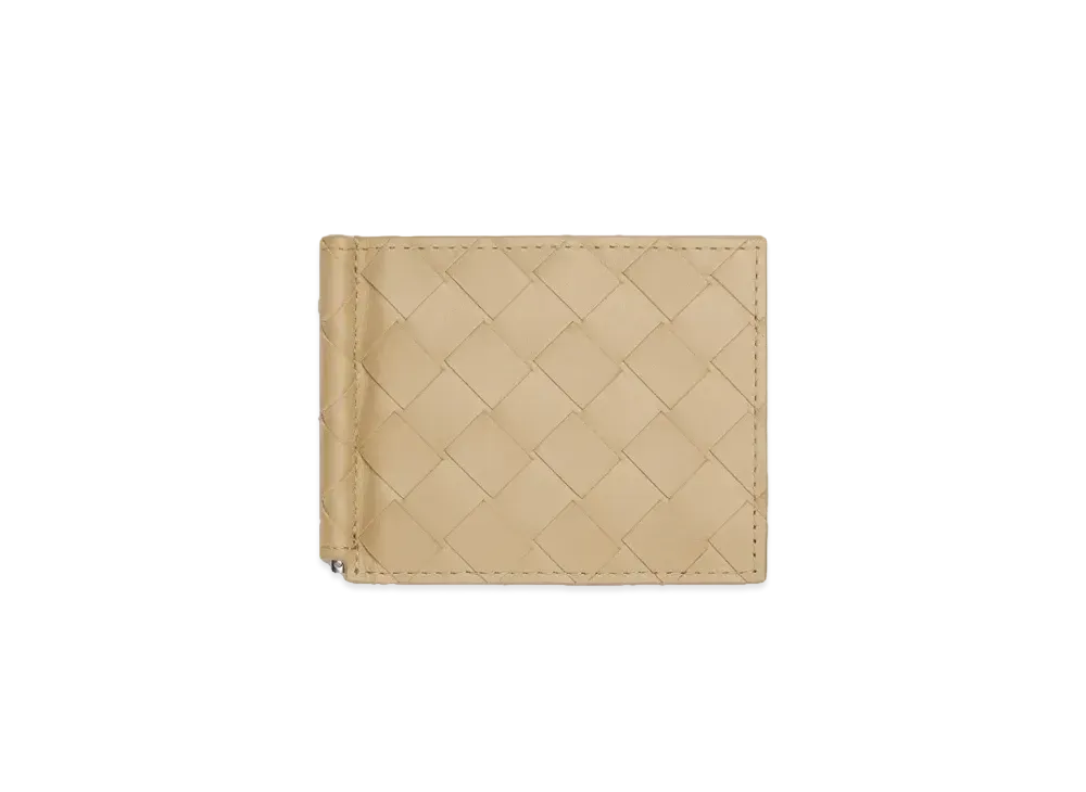 Bottega Veneta Intrecciato Calfskin Bi-fold Wallet With Money Clip "Porridge"