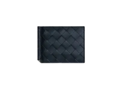 Bottega Veneta Intrecciato Calfskin Bi-fold Wallet With Money Clip "Space/Pollen"