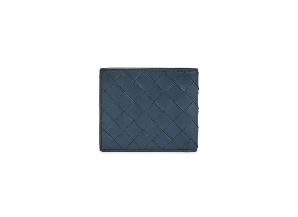 Bottega Veneta Intrecciato Calfskin Tiny trifold Wallet "Deep Blue"