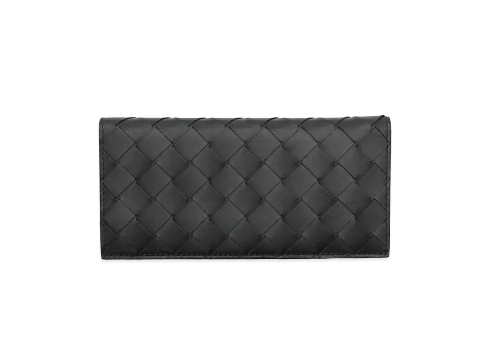 Bottega Veneta Intrecciato Calfskin Bi-fold Wallet "Black"