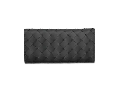 Bottega Veneta Intrecciato Calfskin Bi-fold Wallet "Black"