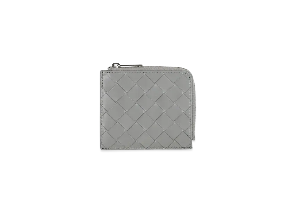 Bottega Veneta Intrecciato Calfskin Zip Compact Wallet "Cement"