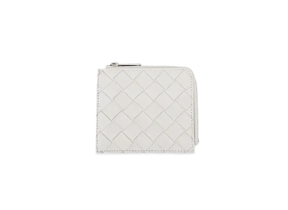 Bottega Veneta Intrecciato Calfskin Zip Compact Wallet "Plaster"