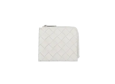 Bottega Veneta Intrecciato Calfskin Zip Compact Wallet "Plaster"