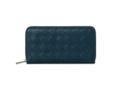 Bottega Veneta Intrecciato Calfskin Zip Around Wallet "White"