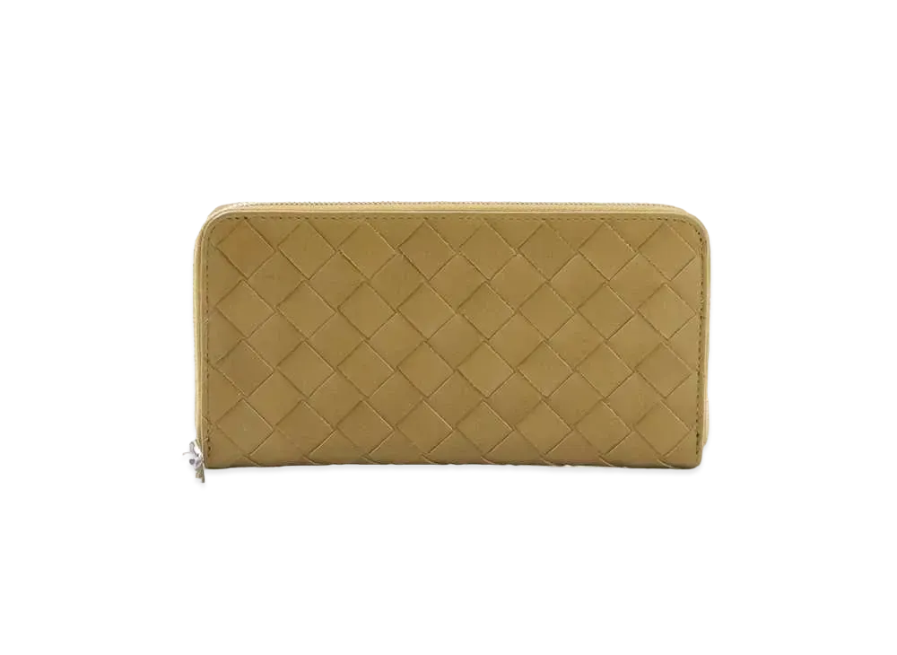 Bottega Veneta Intrecciato Calfskin Zip Around Wallet "Moutarde"