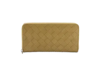 Bottega Veneta Intrecciato Calfskin Zip Around Wallet "Moutarde"