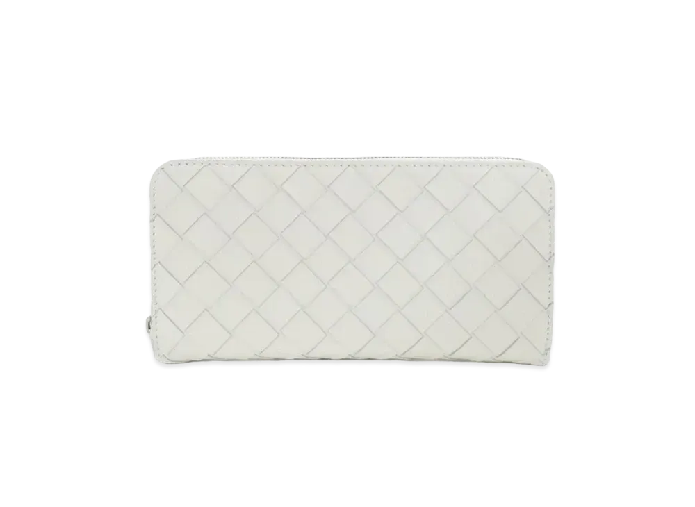 Bottega Veneta Intrecciato Calfskin Zip Around Wallet "White/Blue"