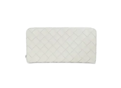 Bottega Veneta Intrecciato Calfskin Zip Around Wallet "White/Blue"