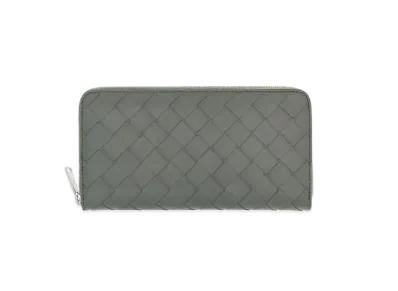 Bottega Veneta Intrecciato Calfskin Zip Around Wallet "Slate"