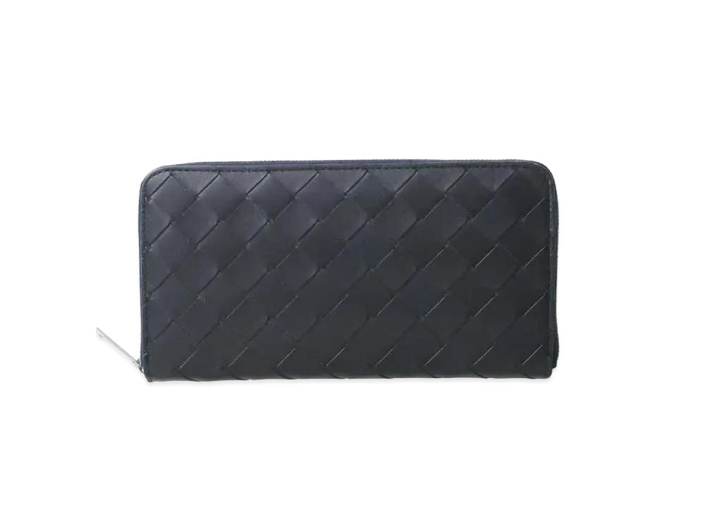 Bottega Veneta Intrecciato Calfskin Zip Around Wallet "Black/Papaya"