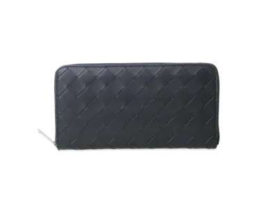 Bottega Veneta Intrecciato Calfskin Zip Around Wallet "Black/Papaya"