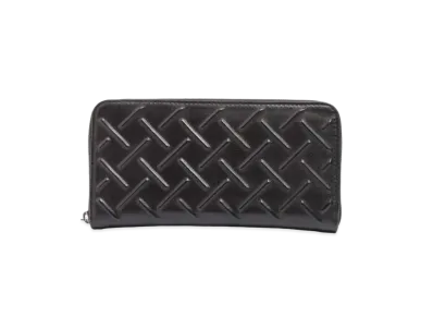 Bottega Veneta Lambskin Calfskin Zip Around Wallet "Black"